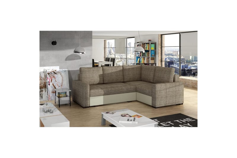 Sektion Eltap Corona 235x162x90 cm - Berlin 03, Soft 33, Beige, Höger - Möbler - Vardagsrum - Bäddsoffor - Hörnbäddsoffa