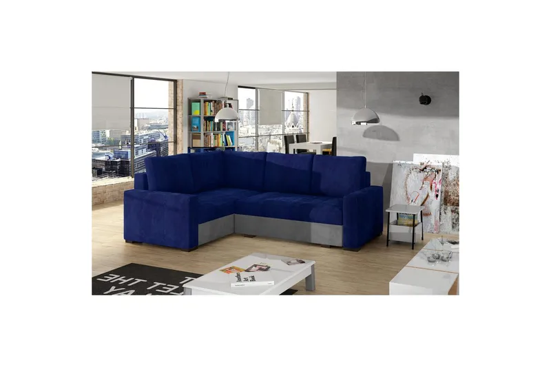 Sektion Eltap Corona 235x162x90 cm - Kronos 09, Paros 05, Mörkblå, Ljusgrå, Vänster - Möbler - Vardagsrum - Bäddsoffor - Hörnbäddsoffa