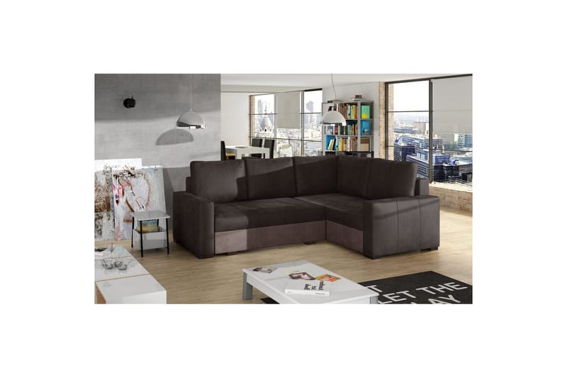 Sektion Eltap Corona 235x162x90 cm - Monolith 29, Monolith 09, Brun, Mörkbeige, Höger - Möbler - Vardagsrum - Bäddsoffor - Hörnbäddsoffa