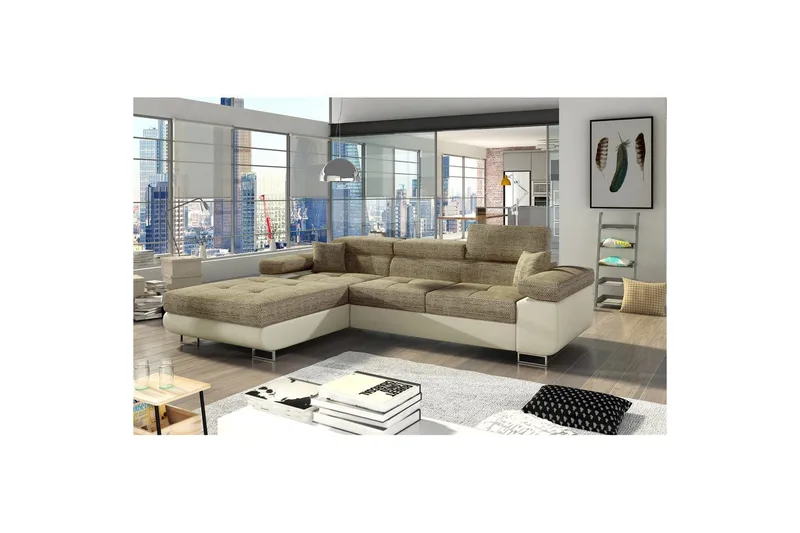 Sektionssoffa Eltap Armando 289x85x203 cm - Berlin 03, Mjuk 33, Beige, Vänster - Möbler - Vardagsrum - Bäddsoffor - Bäddsoffa divan