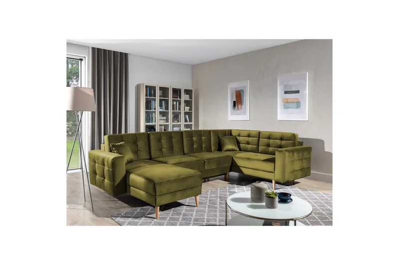 Sektionssoffa Eltap Asgard U 326x202x93 cm - Monolith 38, Grön - Möbler - Vardagsrum - Bäddsoffor - Hörnbäddsoffa