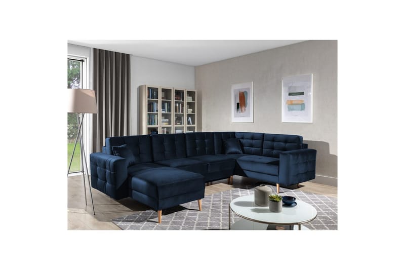 Sektionssoffa Eltap Asgard U 326x202x93 cm - Monolith 79, Mörkblå - Möbler - Vardagsrum - Bäddsoffor - Hörnbäddsoffa