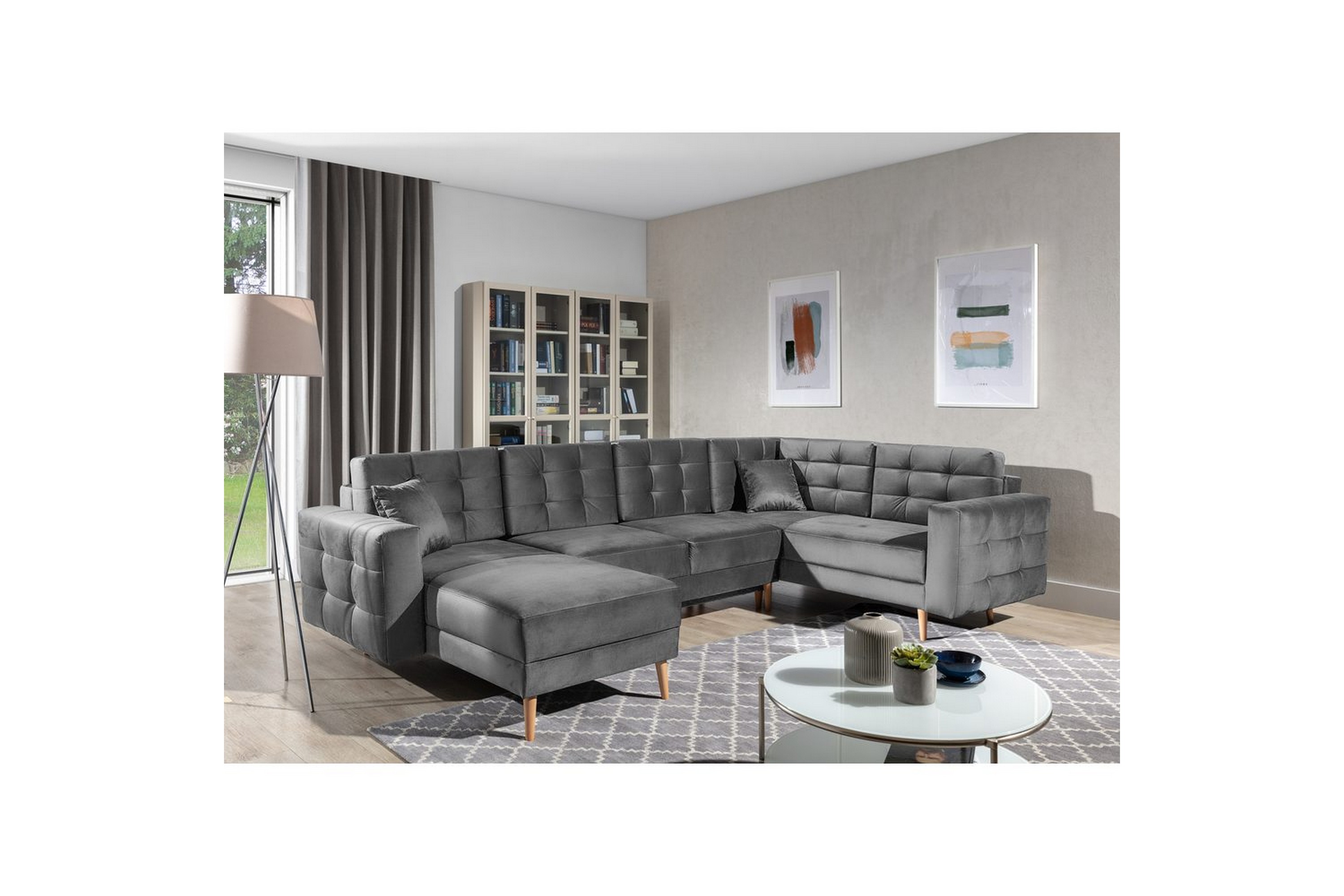 sektionssoffa eltap asgard u 326x202x93 cm - monolith 85, grå