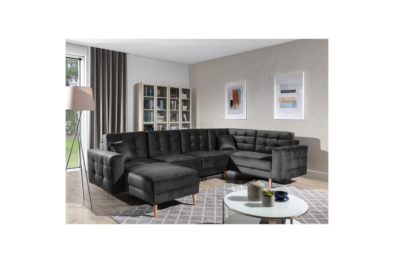 Sektionssoffa Eltap Asgard U 326x202x93 cm - Monolith 97, Mörkgrå - Möbler - Vardagsrum - Bäddsoffor - Hörnbäddsoffa