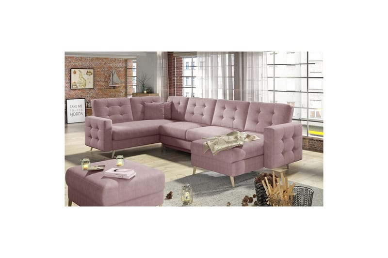 Sektionssoffa Eltap Asgard U 326x202x93 cm - Omega 91, Rosa - Möbler - Vardagsrum - Bäddsoffor - Hörnbäddsoffa