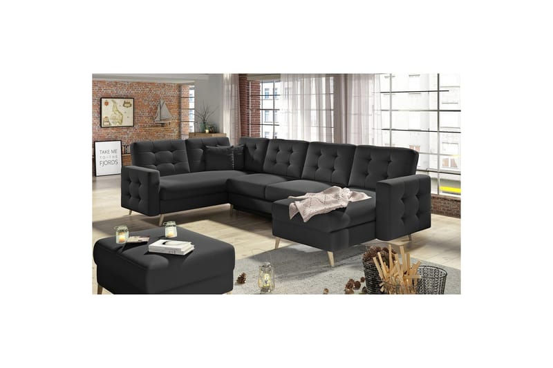 Sektionssoffa Eltap Asgard U 326x202x93 cm - Soft 11, Svart - Möbler - Vardagsrum - Bäddsoffor - Hörnbäddsoffa
