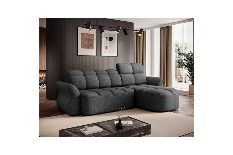 Sektionssoffa Eltap Beneth 301x115x185 cm - Breona 04, Grå, Höger - Möbler - Vardagsrum - Bäddsoffor