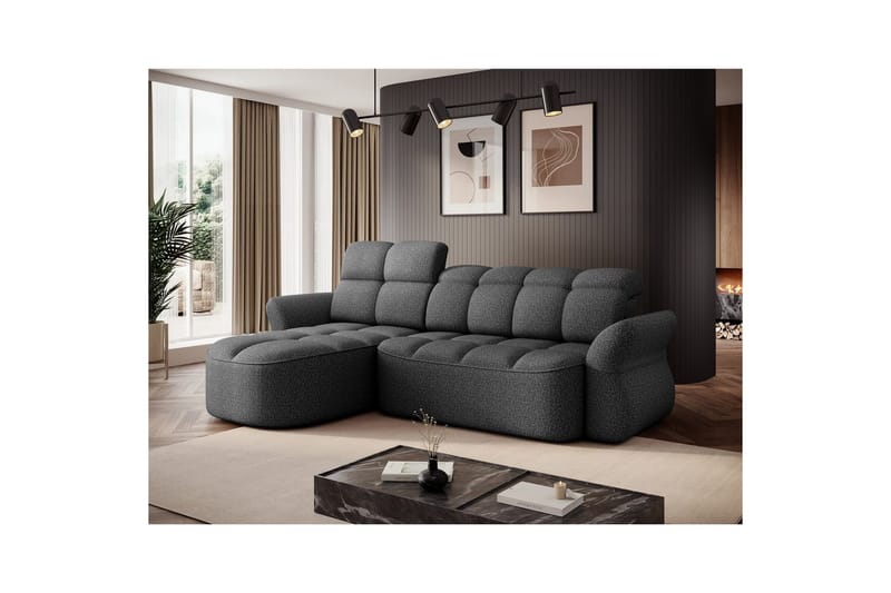 Sektionssoffa Eltap Beneth 301x115x185 cm - Breona 04, Grå, Vänster - Möbler - Vardagsrum - Bäddsoffor