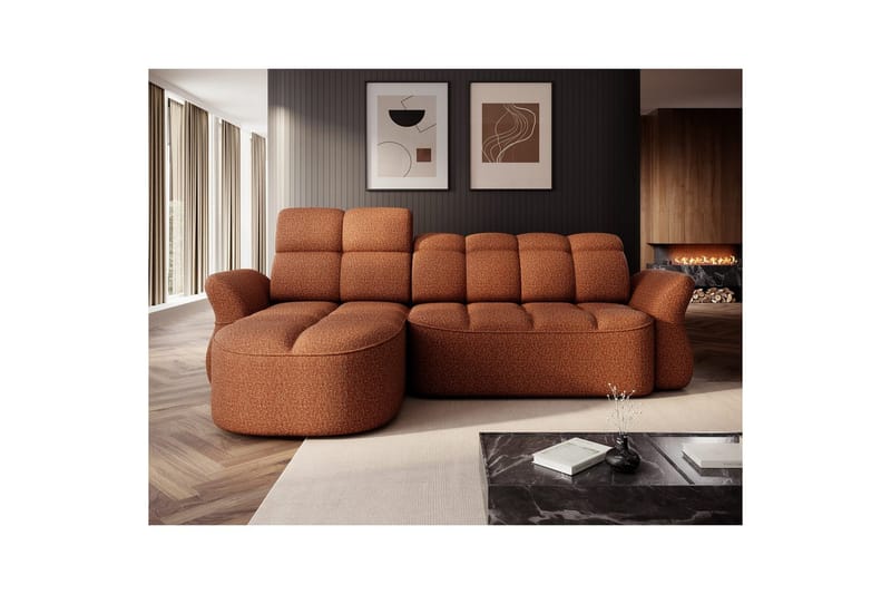 Sektionssoffa Eltap Beneth 301x115x185 cm - Breona 30, Orange, Vänster - Möbler - Vardagsrum - Bäddsoffor
