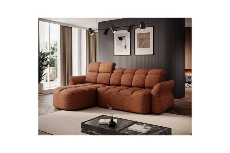 Sektionssoffa Eltap Beneth 301x115x185 cm - Breona 30, Orange, Vänster - Möbler - Vardagsrum - Bäddsoffor