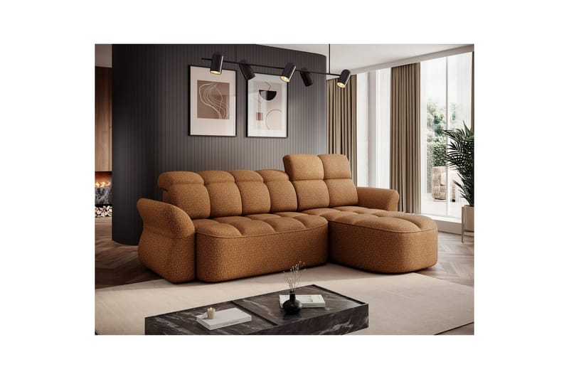 Sektionssoffa Eltap Beneth 301x115x185 cm - Breona 45, Gul, Höger - Möbler - Vardagsrum - Bäddsoffor