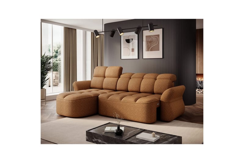 Sektionssoffa Eltap Beneth 301x115x185 cm - Breona 45, Gul, Vänster - Möbler - Vardagsrum - Bäddsoffor