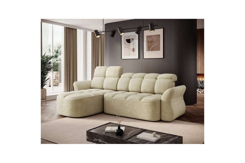 Sektionssoffa Eltap Beneth 301x115x185 cm - Monolith 04, Beige, Vänster - Möbler - Vardagsrum - Bäddsoffor