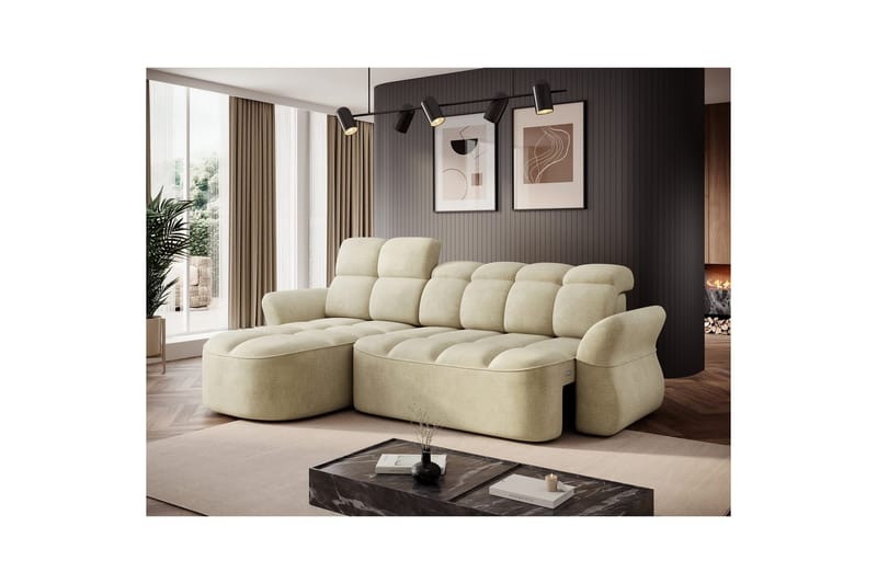 Sektionssoffa Eltap Beneth 301x115x185 cm - Monolith 04, Beige, Vänster - Möbler - Vardagsrum - Bäddsoffor
