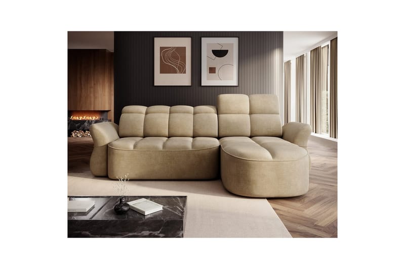 Sektionssoffa Eltap Beneth 301x115x185 cm - Nube 20, Beige, Höger - Möbler - Vardagsrum - Bäddsoffor