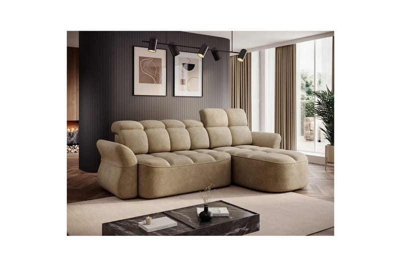 Sektionssoffa Eltap Beneth 301x115x185 cm - Nube 20, Beige, Höger - Möbler - Vardagsrum - Bäddsoffor