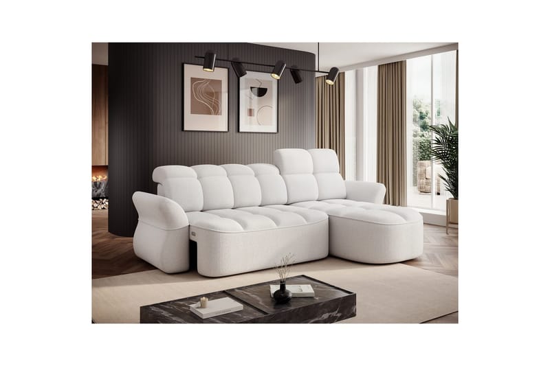 Sektionssoffa Eltap Beneth 301x115x185 cm - Paolli 01 Vit, Höger - Möbler - Vardagsrum - Bäddsoffor