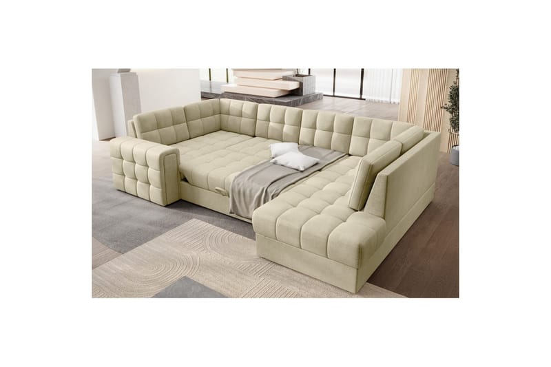 Sektionssoffa Eltap Blewett 299x198x82 cm - Monolith 04, Beige, Höger - Möbler - Vardagsrum - Bäddsoffor - Hörnbäddsoffa
