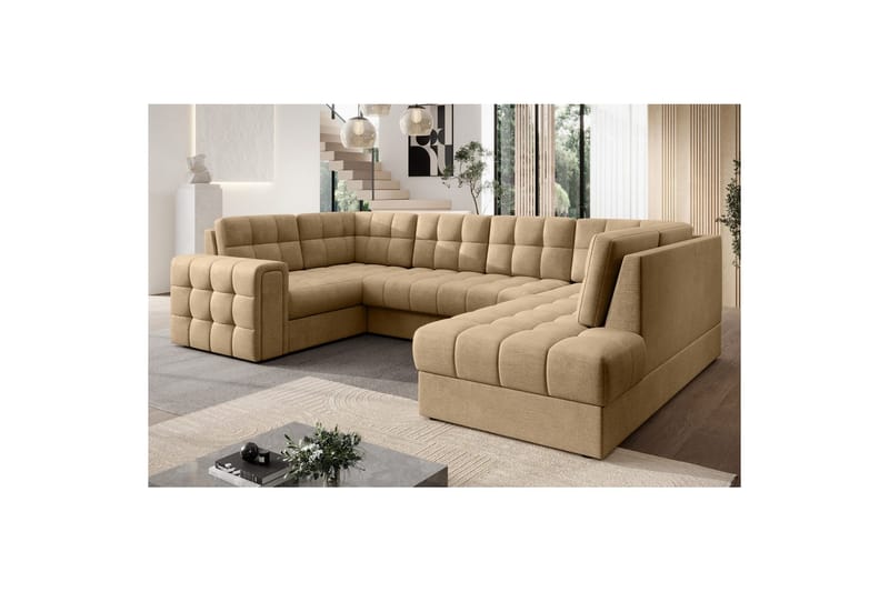 Sektionssoffa Eltap Blewett 299x198x82 cm - Monolith 09, Mörkbeige, Höger - Möbler - Vardagsrum - Bäddsoffor - Hörnbäddsoffa