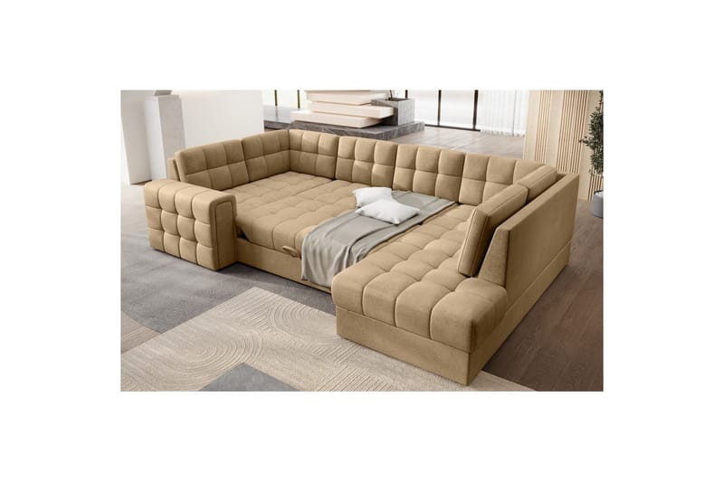 Sektionssoffa Eltap Blewett 299x198x82 cm - Monolith 09, Mörkbeige, Höger - Möbler - Vardagsrum - Bäddsoffor - Hörnbäddsoffa