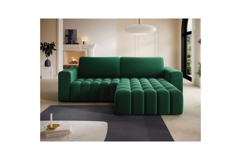 Sektionssoffa Eltap Bonett 250x175x92 cm - Kronos 19, Mörkgrön, Höger - Möbler - Vardagsrum - Bäddsoffor