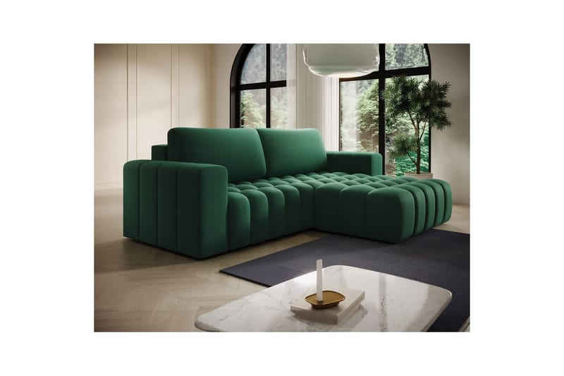 Sektionssoffa Eltap Bonett 250x175x92 cm - Kronos 19, Mörkgrön, Höger - Möbler - Vardagsrum - Bäddsoffor