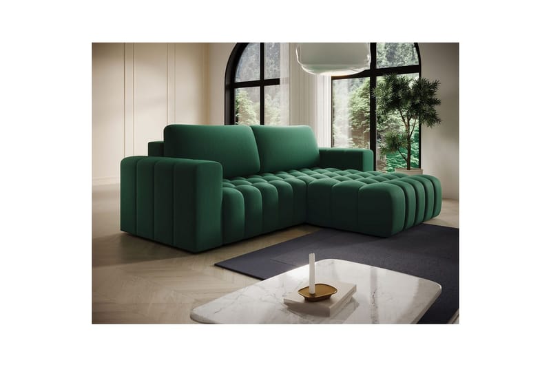 Sektionssoffa Eltap Bonett 250x175x92 cm - Kronos 19, Mörkgrön, Höger - Möbler - Vardagsrum - Bäddsoffor