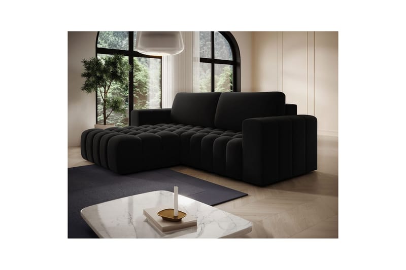 Sektionssoffa Eltap Bonett 250x175x92 cm - Matt Velvet 99, Blå, Vänster - Möbler - Vardagsrum - Bäddsoffor