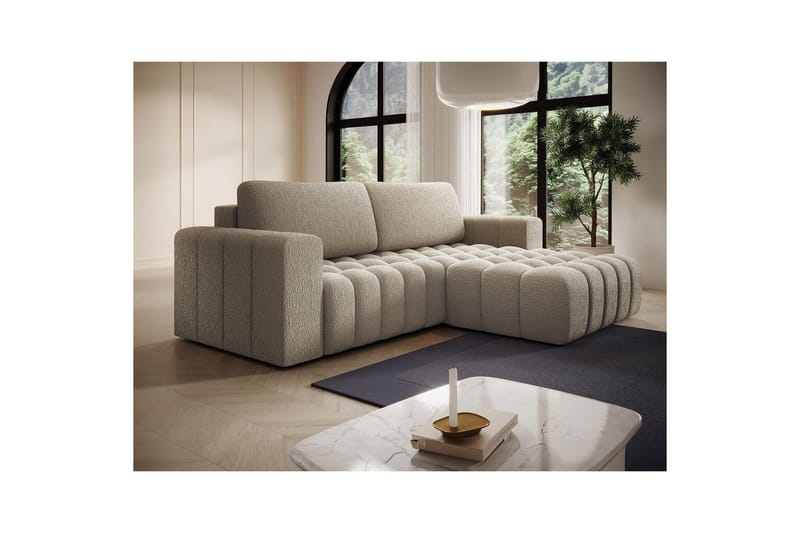 Sektionssoffa Eltap Bonett 250x175x92 cm - Royal 20, Beige, Höger - Möbler - Vardagsrum - Bäddsoffor
