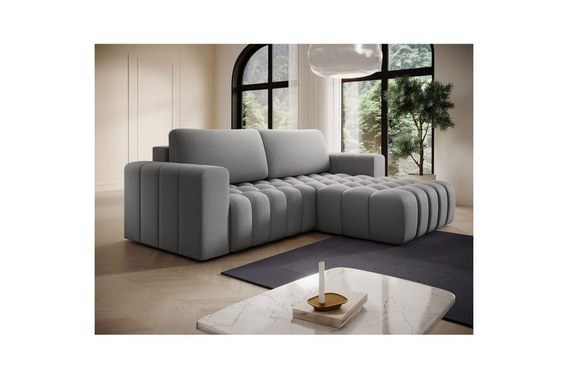 Sektionssoffa Eltap Bonett 250x175x92 cm - Paros 05, Ljusgrå, Höger - Möbler - Vardagsrum - Bäddsoffor