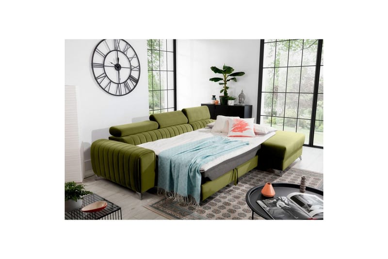 Sektionssoffa Eltap Grayson 278x205x92 cm - Loco 33, Grön, Höger - Möbler - Vardagsrum - Bäddsoffor