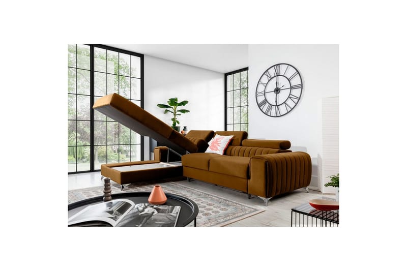 Sektionssoffa Eltap Grayson 278x205x92 cm - Loco 45, Gul, Vänster - Möbler - Vardagsrum - Bäddsoffor