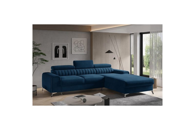 Sektionssoffa Eltap Grayson 278x205x92 cm - Lukso 40, Mörkblå, Höger - Möbler - Vardagsrum - Bäddsoffor