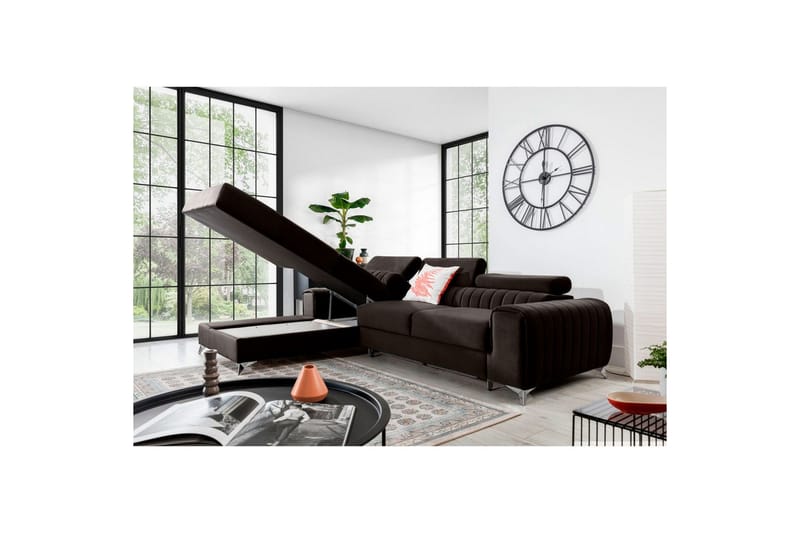 Sektionssoffa Eltap Grayson 278x205x92 cm - Nube 22, Brun, Vänster - Möbler - Vardagsrum - Bäddsoffor