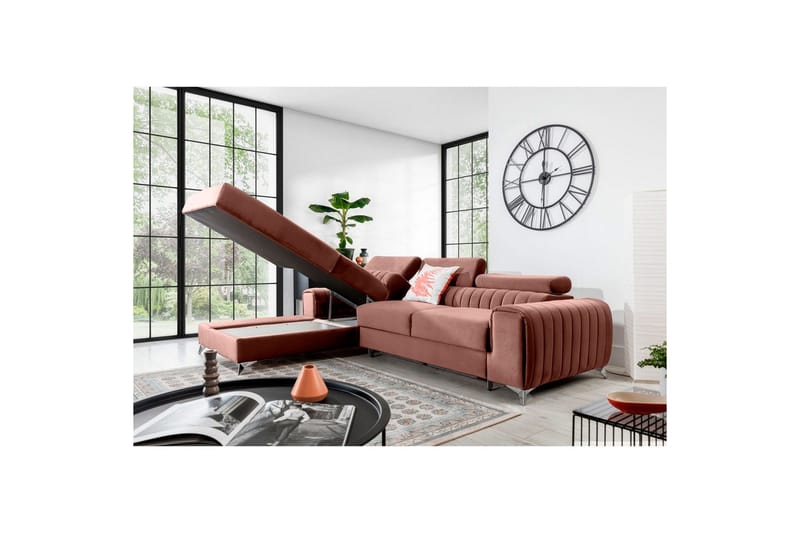 Sektionssoffa Eltap Grayson 278x205x92 cm - Nube 24, Rosa, Vänster - Möbler - Vardagsrum - Bäddsoffor
