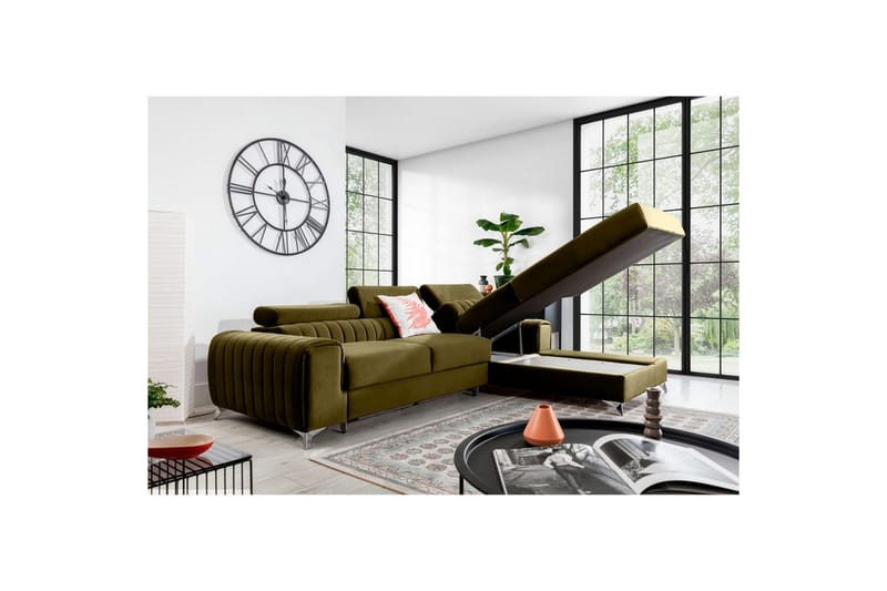 Sektionssoffa Eltap Grayson 278x205x92 cm - Nube 33, Grön, Höger - Möbler - Vardagsrum - Bäddsoffor