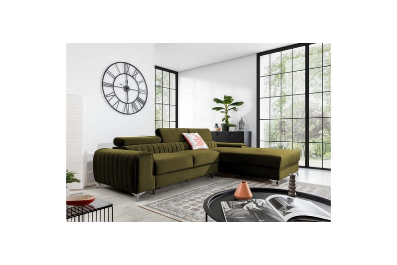 Sektionssoffa Eltap Grayson 278x205x92 cm - Nube 33, Grön, Höger - Möbler - Vardagsrum - Bäddsoffor