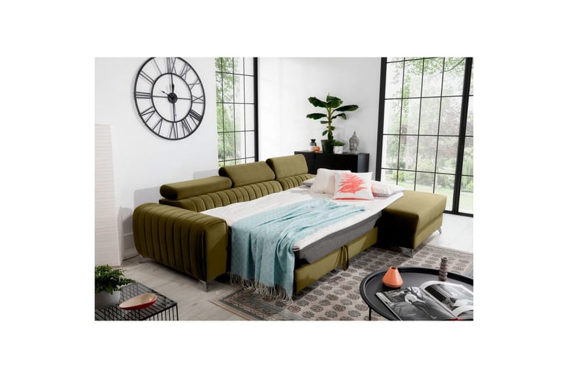 Sektionssoffa Eltap Grayson 278x205x92 cm - Nube 33, Grön, Höger - Möbler - Vardagsrum - Bäddsoffor