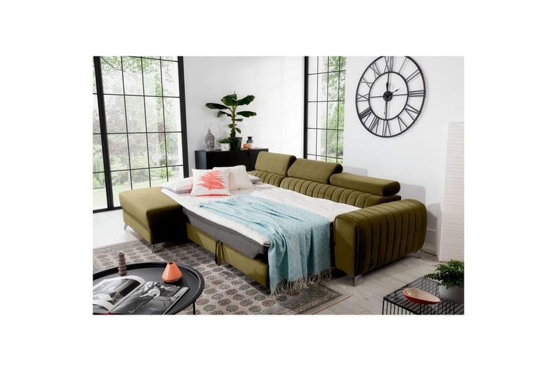 Sektionssoffa Eltap Grayson 278x205x92 cm - Nube 33, Grön, Vänster - Möbler - Vardagsrum - Bäddsoffor