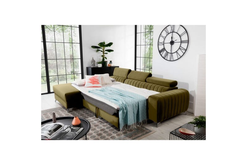 Sektionssoffa Eltap Grayson 278x205x92 cm - Nube 33, Grön, Vänster - Möbler - Vardagsrum - Bäddsoffor