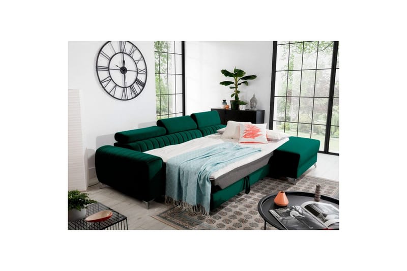Sektionssoffa Eltap Grayson 278x205x92 cm - Nube 35, Grön, Höger - Möbler - Vardagsrum - Bäddsoffor