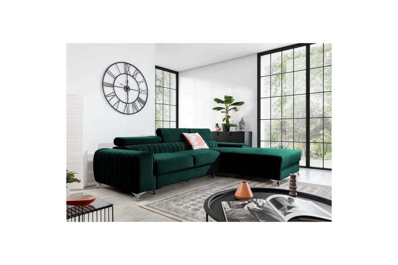 Sektionssoffa Eltap Grayson 278x205x92 cm - Nube 35, Grön, Höger - Möbler - Vardagsrum - Bäddsoffor