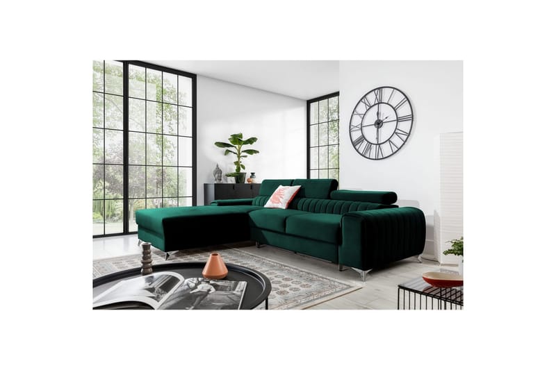 Sektionssoffa Eltap Grayson 278x205x92 cm - Nube 35, Grön, Vänster - Möbler - Vardagsrum - Bäddsoffor