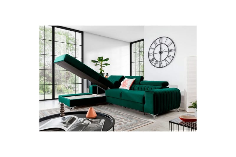 Sektionssoffa Eltap Grayson 278x205x92 cm - Nube 35, Grön, Vänster - Möbler - Vardagsrum - Bäddsoffor