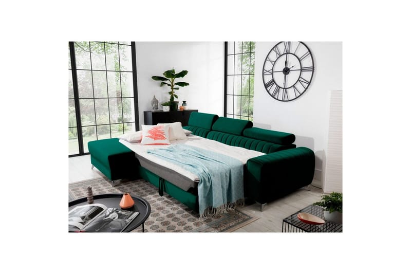 Sektionssoffa Eltap Grayson 278x205x92 cm - Nube 35, Grön, Vänster - Möbler - Vardagsrum - Bäddsoffor