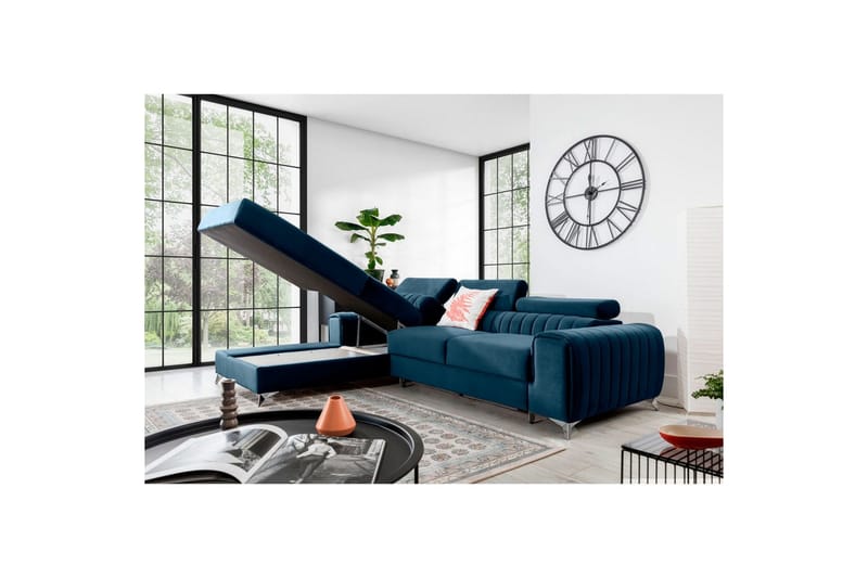 Sektionssoffa Eltap Grayson 278x205x92 cm - Nube 40, Blå, Vänster - Möbler - Vardagsrum - Bäddsoffor