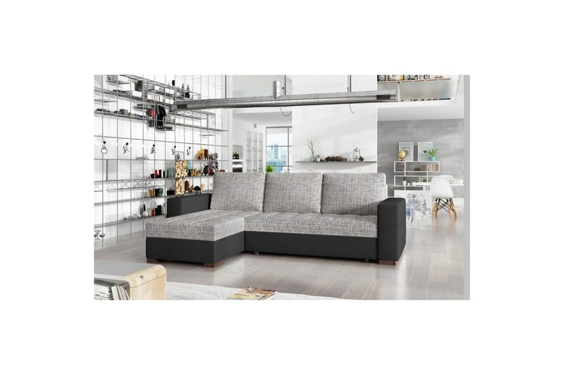 Sektionssoffa Eltap Newark 237x150x90 cm - Berlin 01, Soft 11, Grå, Svart - Möbler - Vardagsrum - Bäddsoffor