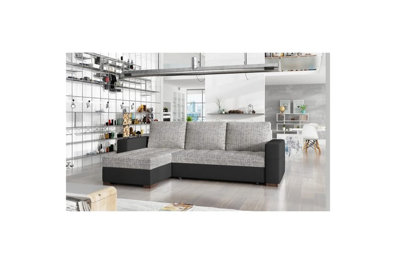 Sektionssoffa Eltap Newark 237x150x90 cm - Berlin 01, Soft 11, Grå, Svart - Möbler - Vardagsrum - Bäddsoffor