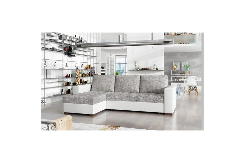 Sektionssoffa Eltap Newark 237x150x90 cm - Berlin 01, Soft 17, Grå, Vit - Möbler - Vardagsrum - Bäddsoffor