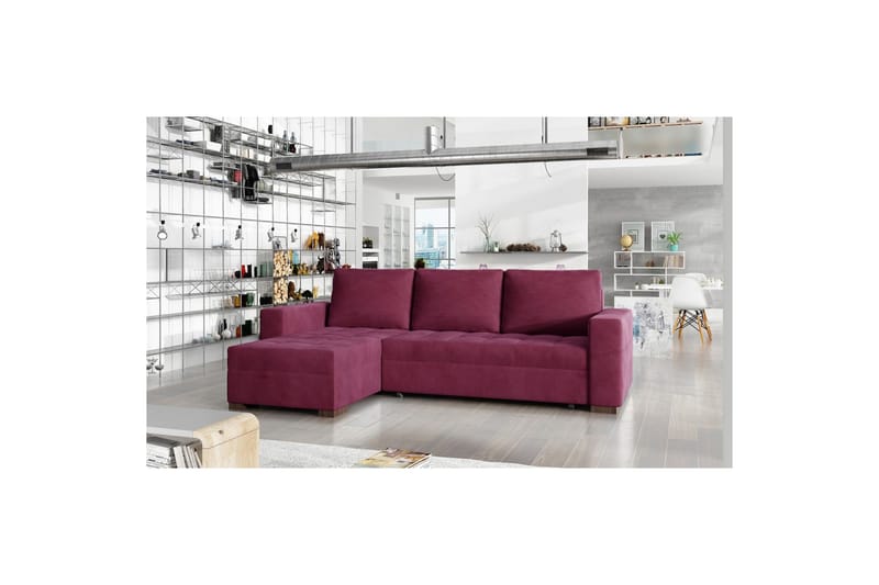 Sektionssoffa Eltap Newark 237x150x90 cm - Mat Velvet 68, Röd - Möbler - Vardagsrum - Bäddsoffor